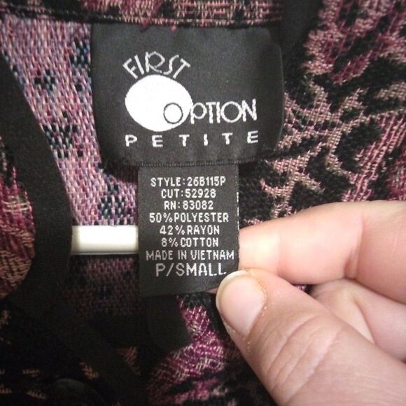 First option jacket  Woman Size PS Paisley Print All Over Print Button Down - Picture 5 of 8